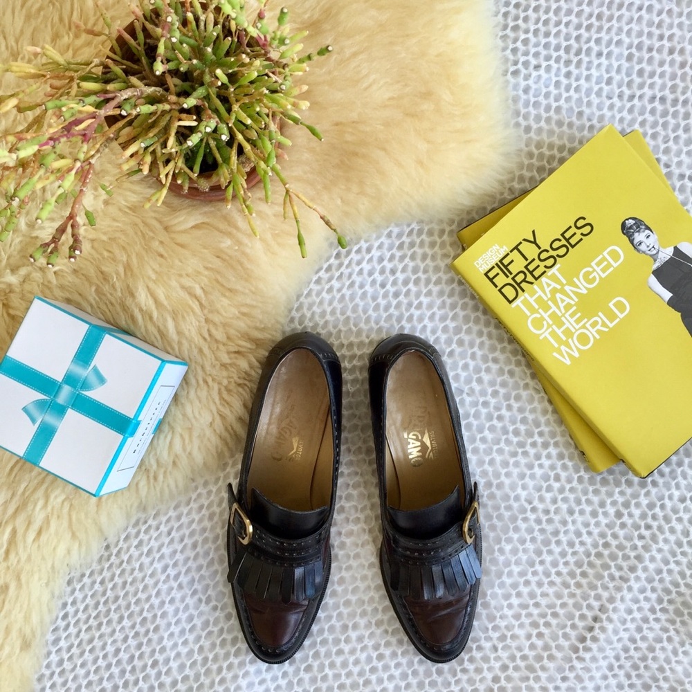 Salvatore Ferragamo Fringe brogue slip on flat
